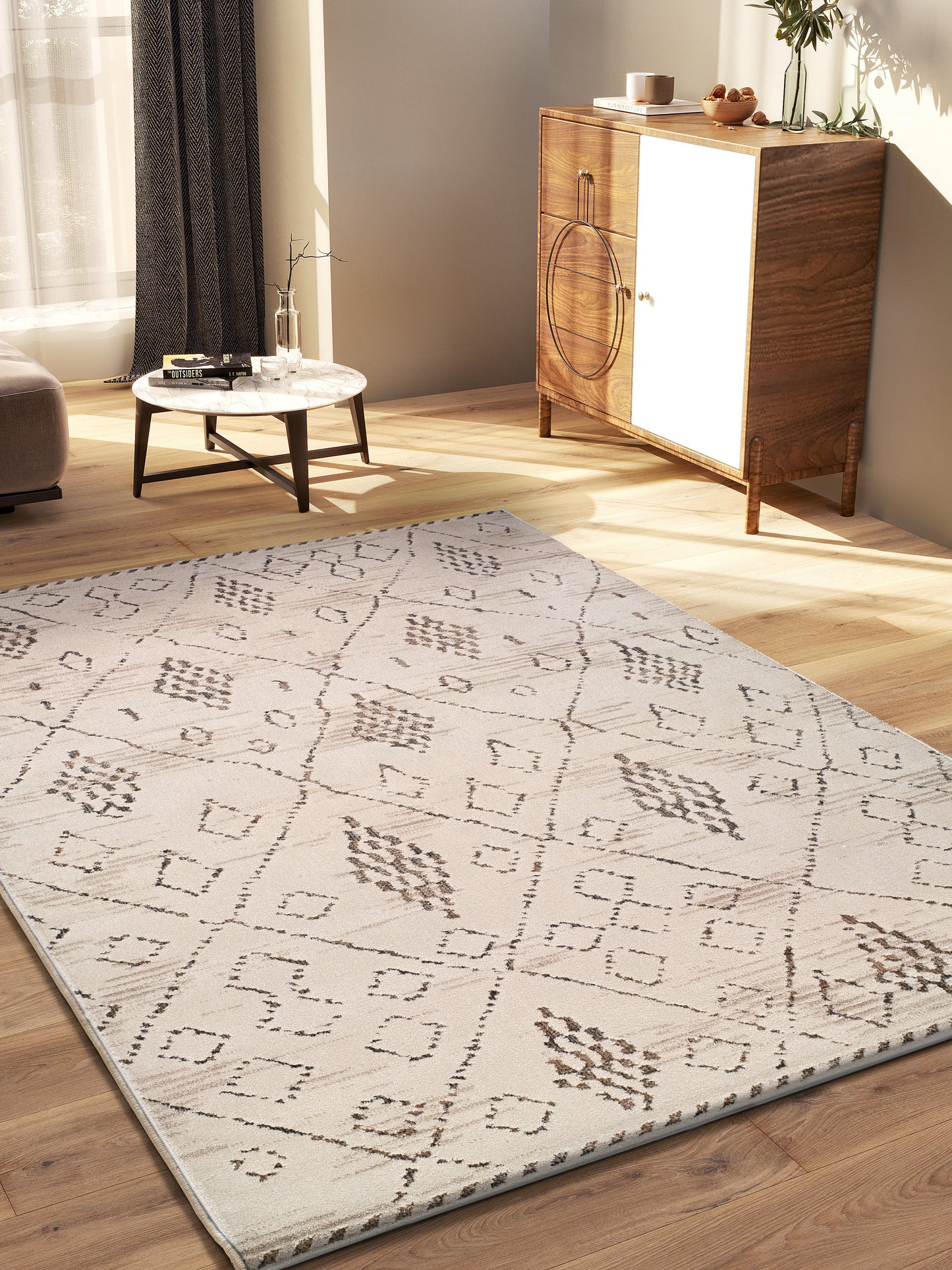 Tappeto nomade tribale moderno crema e beige - UN2086