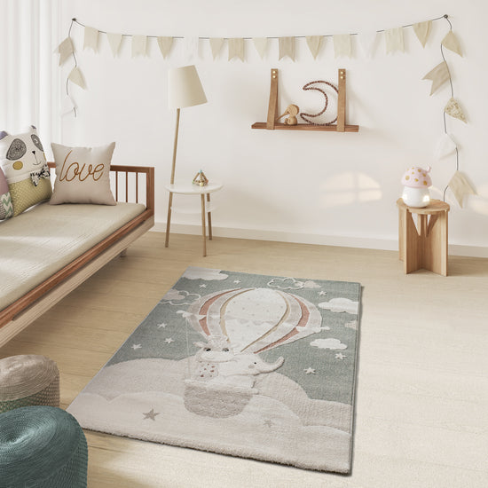 Tappeto misura cameretta bambini verde - UN6025