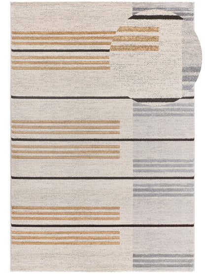 Tappeto soggiorno elegante linee geometriche grigio e beige - UN2082