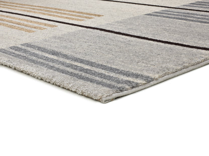 Tappeto soggiorno elegante linee geometriche grigio e beige - UN2082