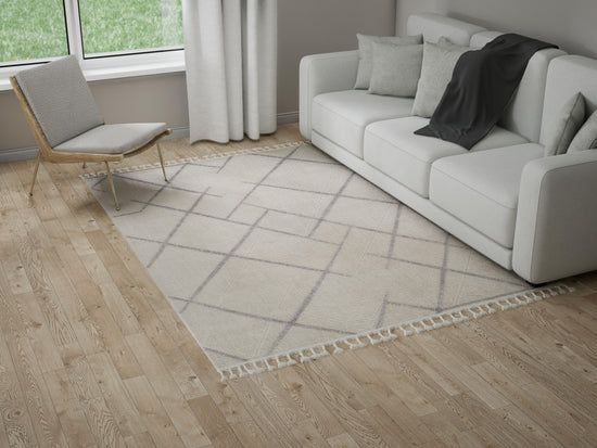 Tappeto etnico moderno color crema e grigio - VR2015