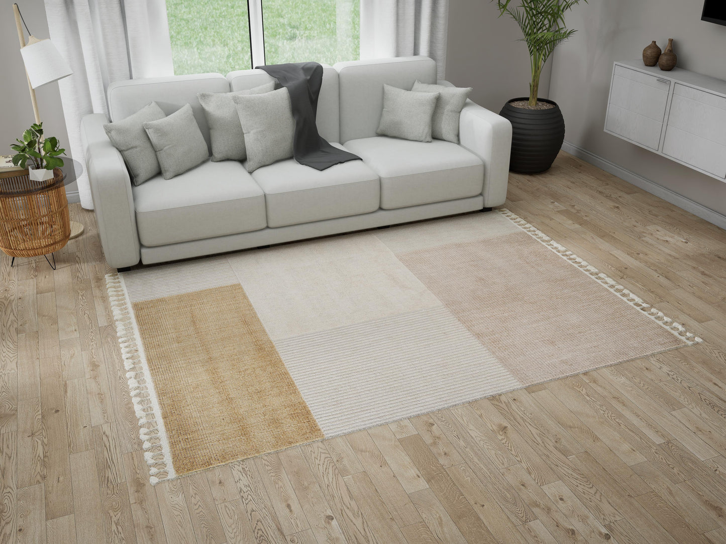 Tappeto etnico moderno color avorio oro - VR2016