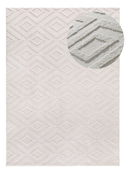 Tappeto lavabile in lavatrice leggero disegno moderno colore crema- UN7002