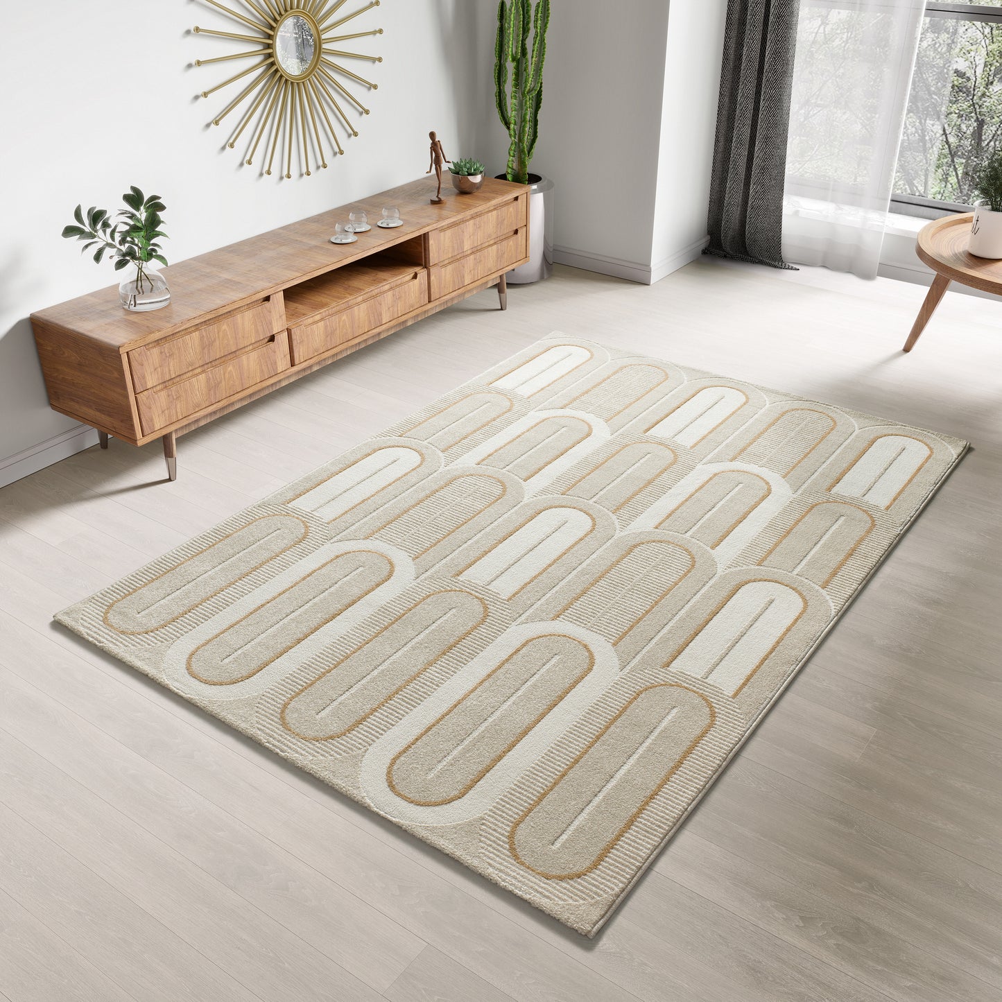 Tappeto salotto grande beige crema- UN2035
