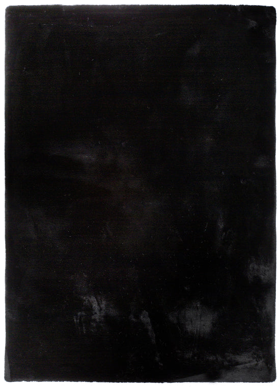 Tappeto lavabile camera da letto pelo alto tinta unita nero- UN7005