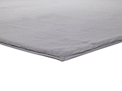 Tappeto lavabile camera da letto pelo alto tinta unita grigio argento - UN7006