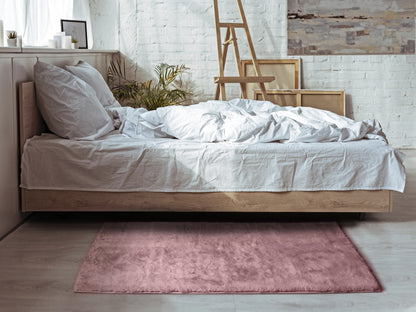Tappeto lavabile camera da letto pelo alto tinta unita rosa - UN7007