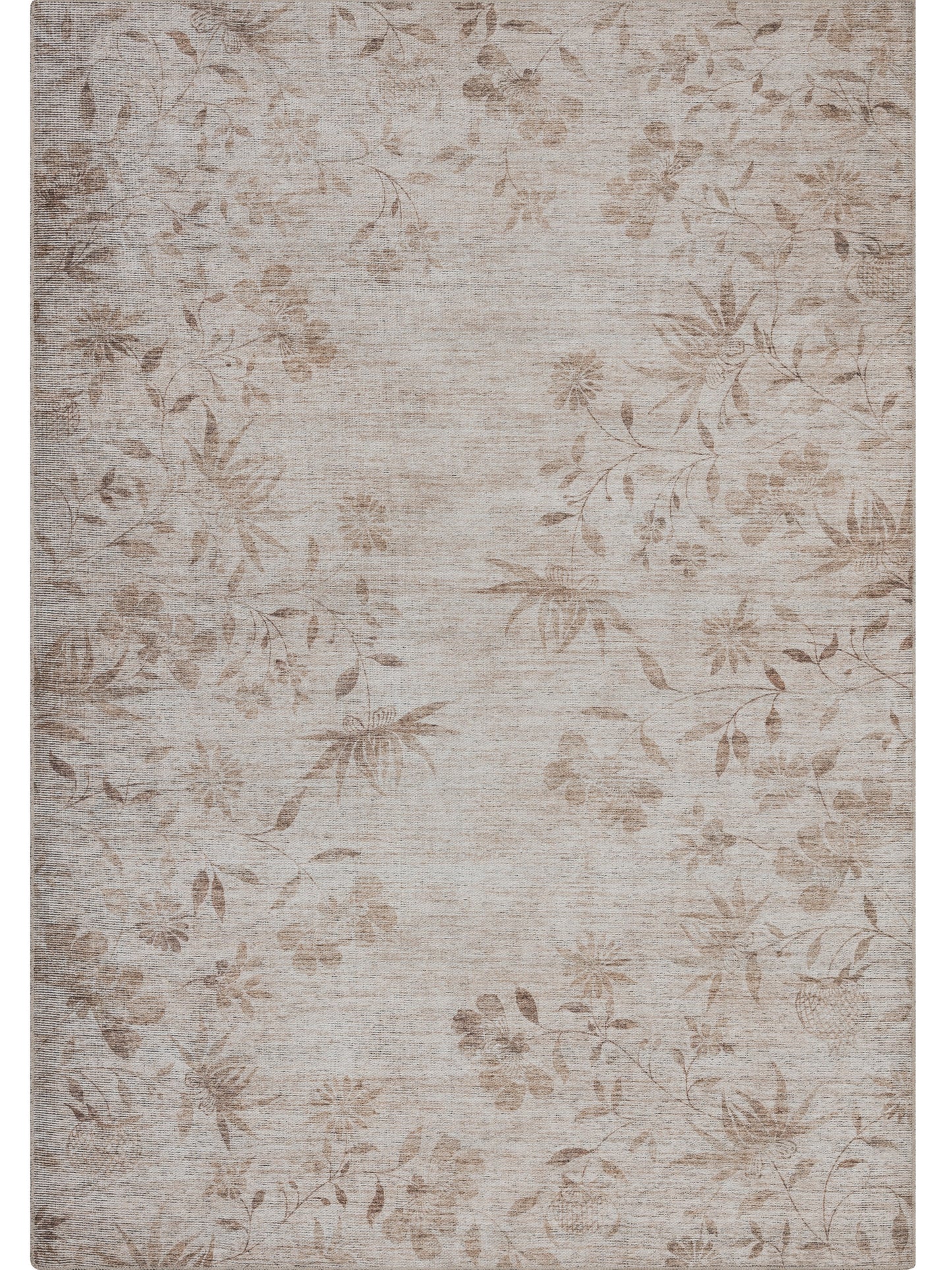 Tappeto lavabile moderno floreale in ciniglia avorio beige  - VR7002