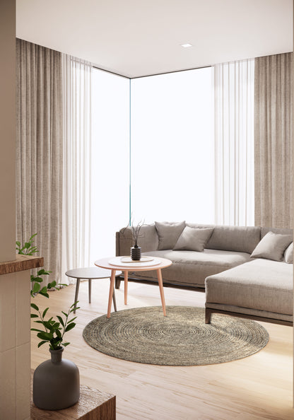 Tappeto rotondo beige 150 cm cottage simil iuta- VR2011