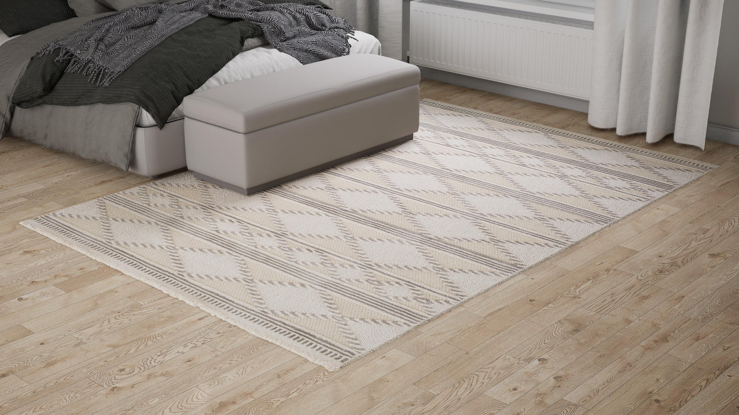 Tappeto etnico con texture color crema beige - VR2019