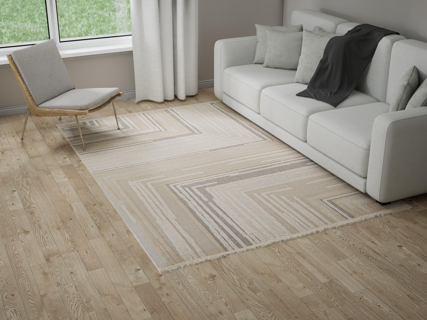 Tappeto etnico moderno color crema beige - VR2018