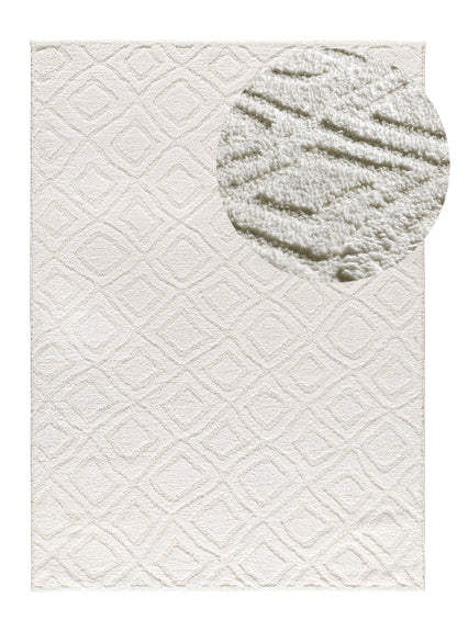 Tappeto salotto disegno in rilievo bianco - UN3002