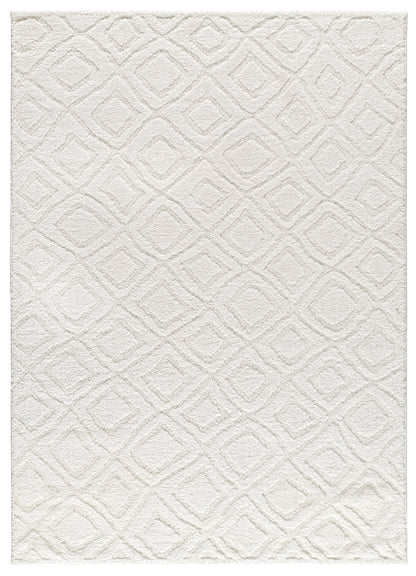Tappeto salotto disegno in rilievo bianco - UN3002