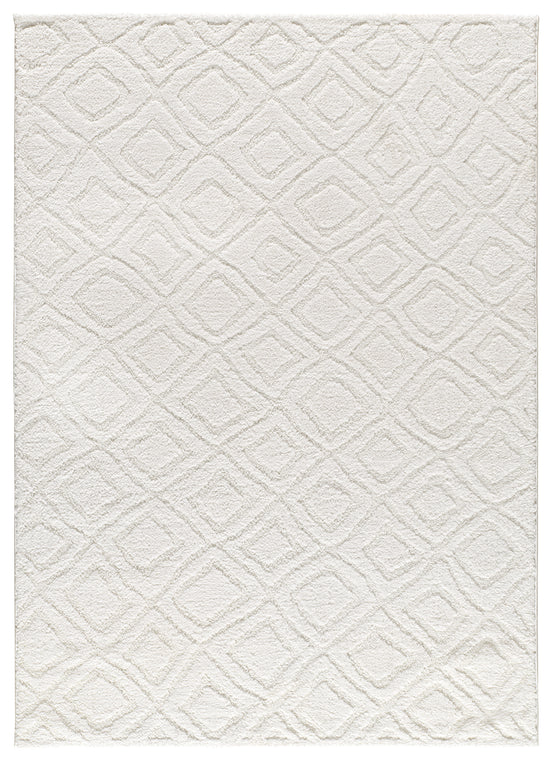 Tappeto salotto disegno in rilievo bianco - UN3002