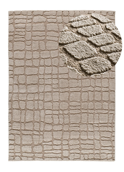 Tappeto salotto disegno in rilievo beige UN3001