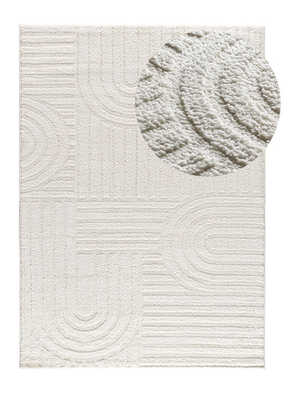 Tappeto salotto soggiorno disegno in rilievo bianco - UN3003