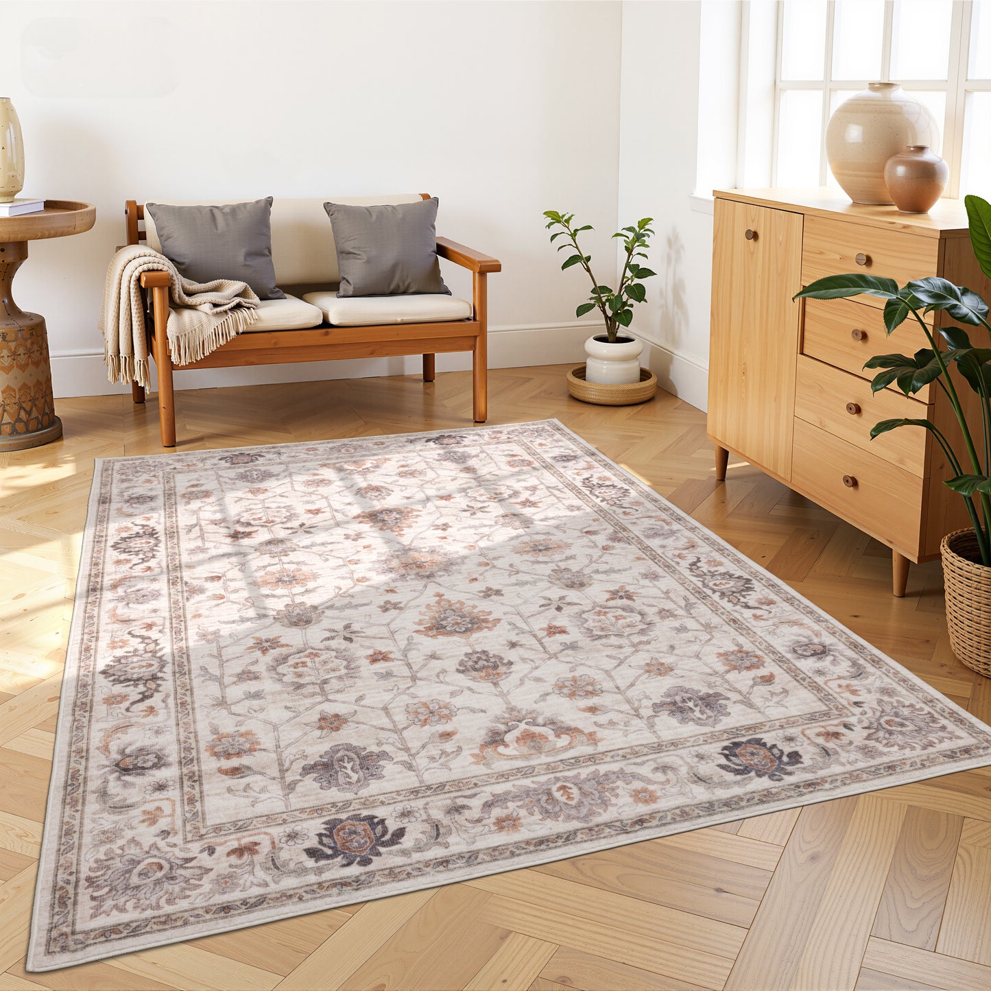 Tappeto stile persiano beige e terracotta - VR5002