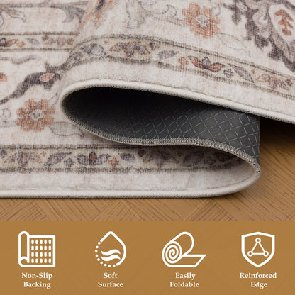 Tappeto stile persiano beige e terracotta - VR5002