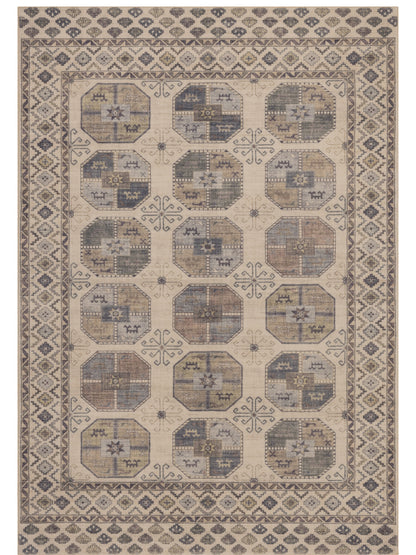 Tappeto stile persiano simil lana beige e grigio - VR5009