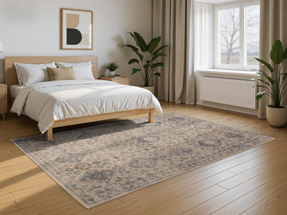 Tappeto classico mano lana beige e grigio - VR5008