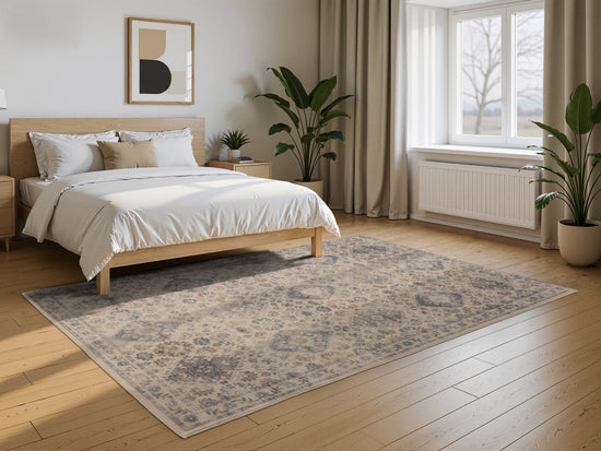 Tappeto classico mano lana beige e grigio - VR5008