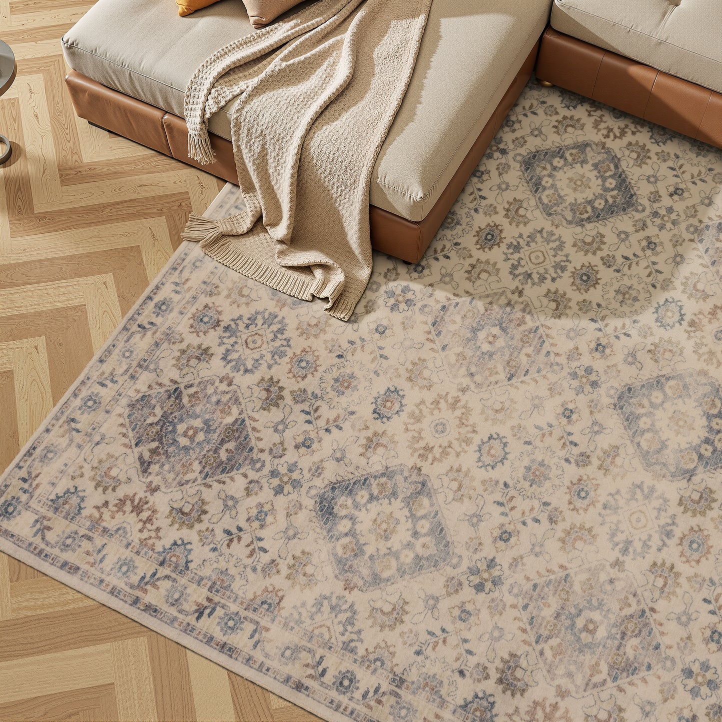 Tappeto classico mano lana beige e grigio - VR5008