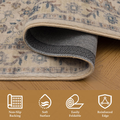 Tappeto classico mano lana beige e grigio - VR5008