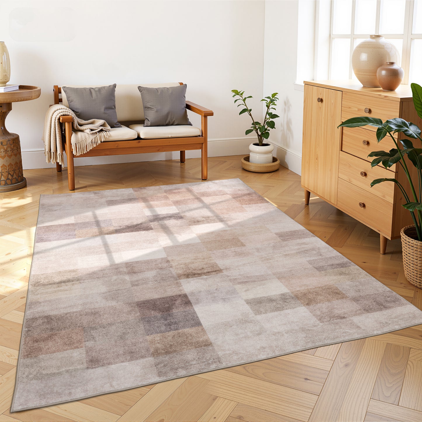 Tappeto moderno geometrico salotto beige marrone - VR2001