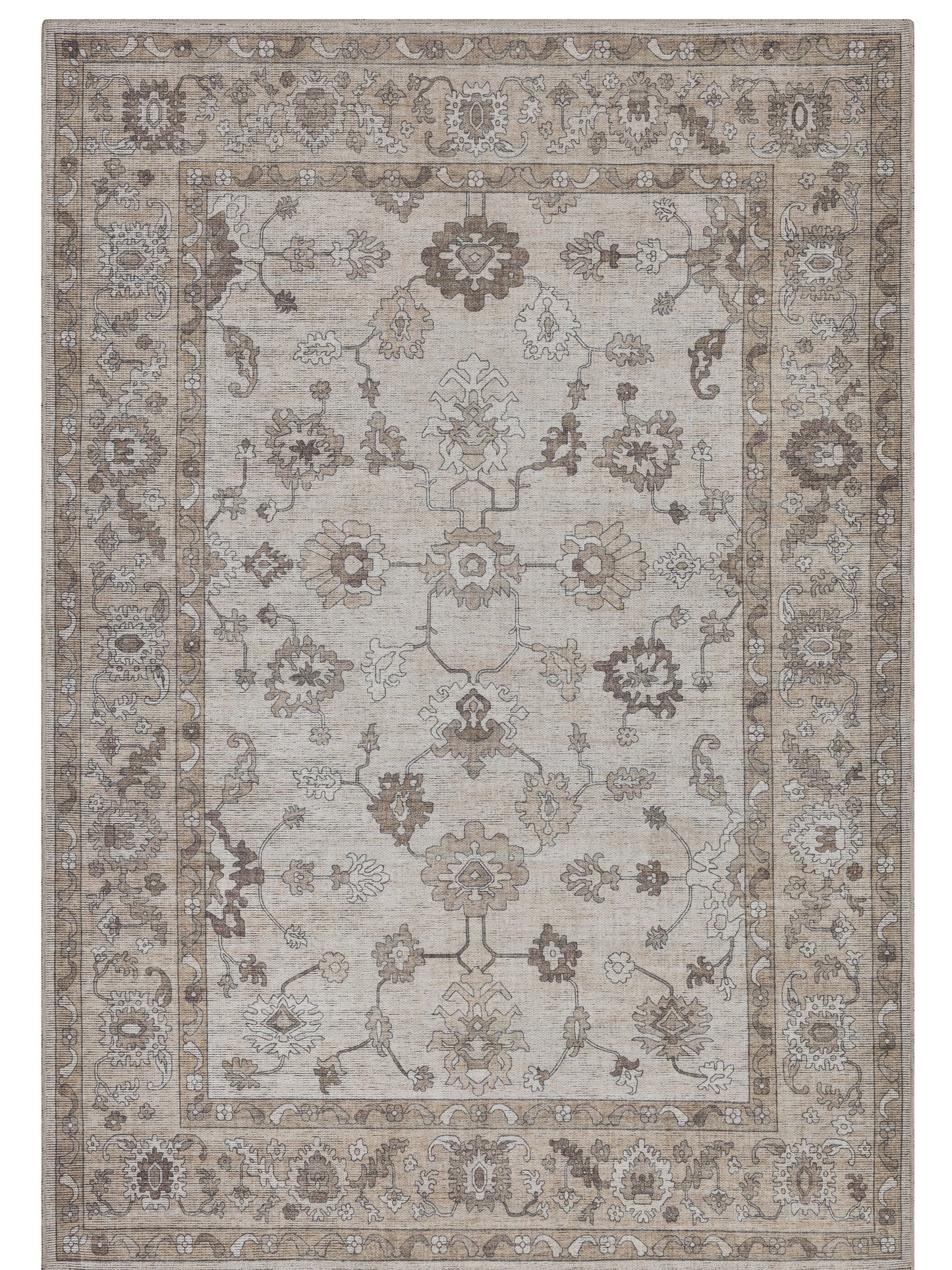 Tappeto lavabile disegno classico in ciniglia avorio beige  - VR7003