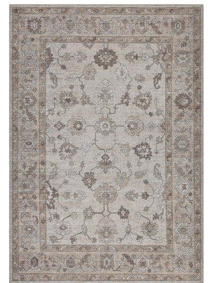 Tappeto lavabile disegno classico in ciniglia avorio beige  - VR7003