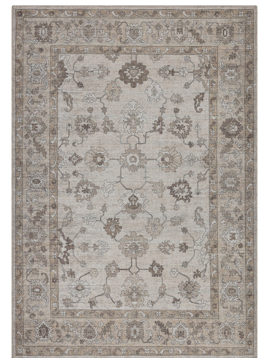 Tappeto lavabile disegno classico in ciniglia avorio beige  - VR7003