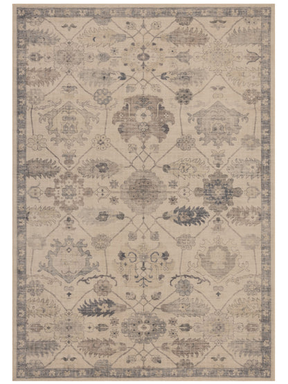 Tappeto classico mano lana beige e blu - VR5007