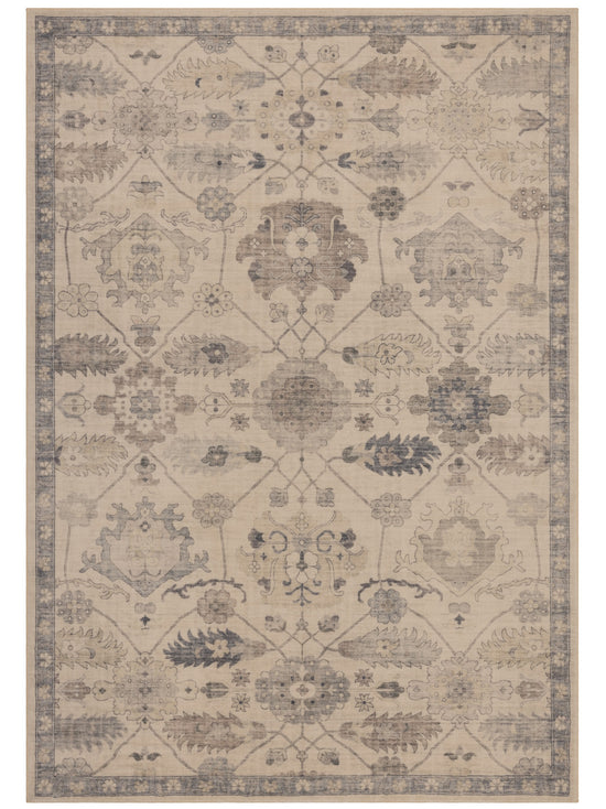 Tappeto classico mano lana beige e blu - VR5007