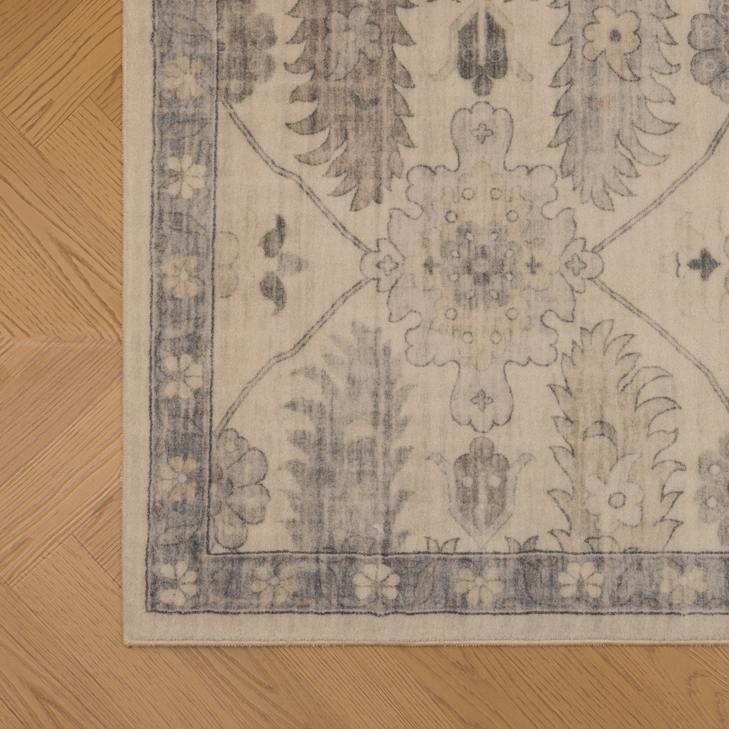 Tappeto classico mano lana beige e blu - VR5007