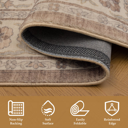 Tappeto stile persiano simil lana beige terracotta - VR5010