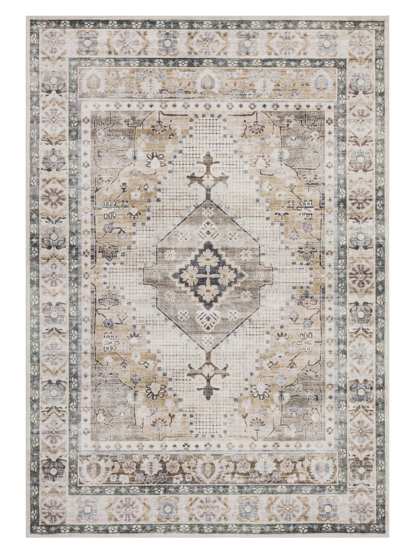 Tappeto tradizionale lavabile color beige - VR7005