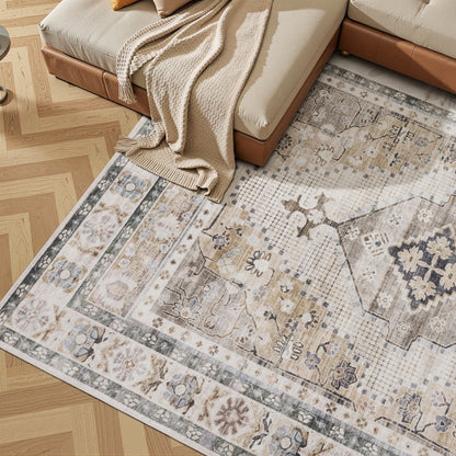 Tappeto tradizionale lavabile color beige - VR7005