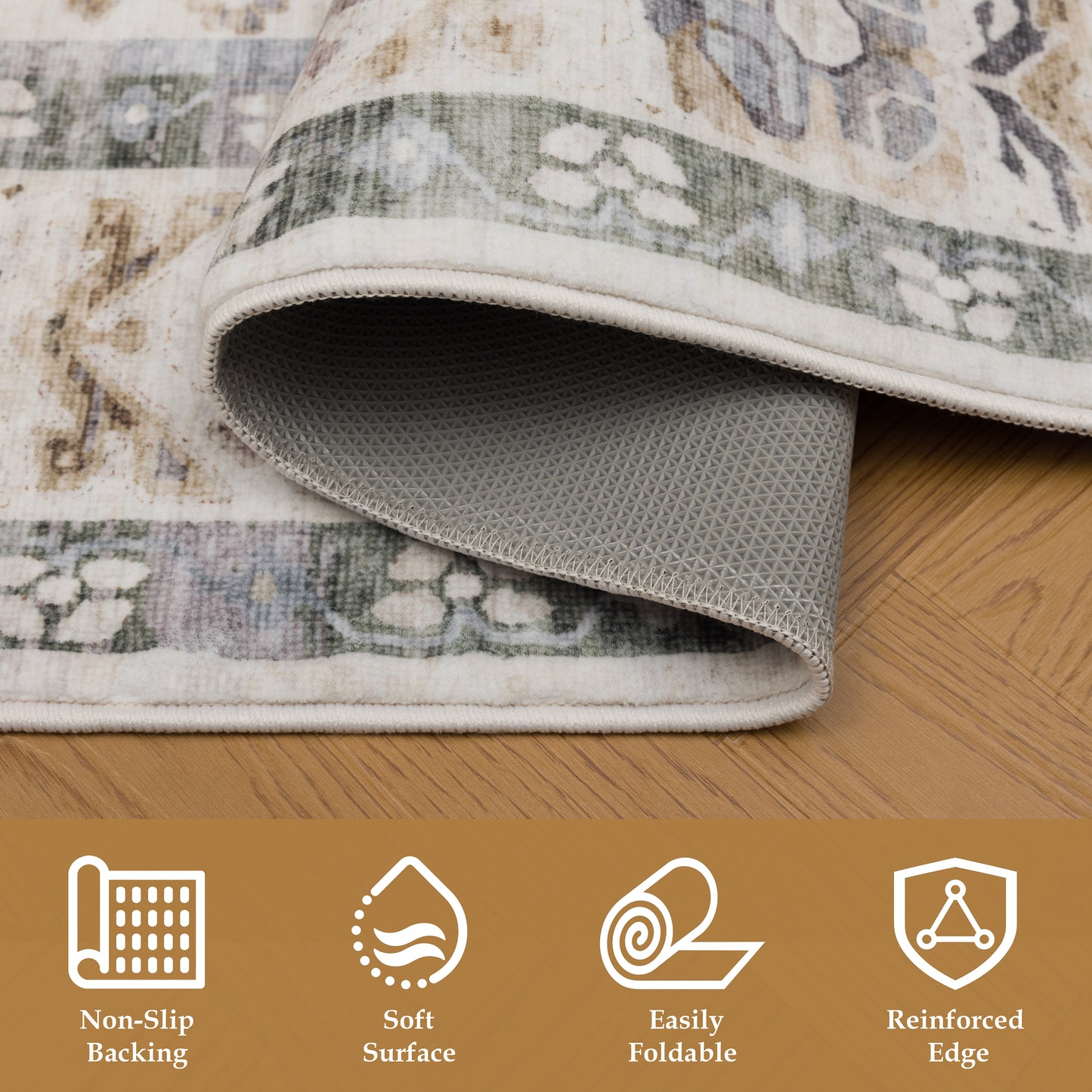 Tappeto tradizionale lavabile color beige - VR7005