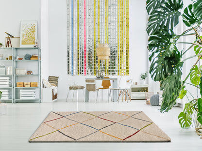 Tappeto moderno  a pelo alto per salotto multicolore - UN2094