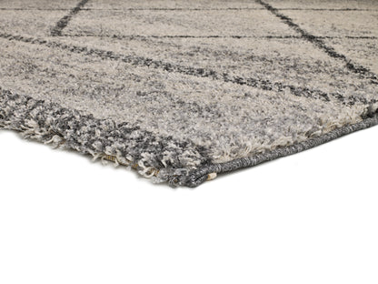Tappeto grigio moderno  a pelo alto per salotto  - UN2095
