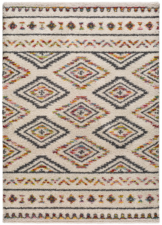 Tappeto moderno etnico a pelo alto per salotto multicolore - UN2096