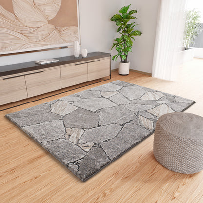 Tappeto grigio a pelo alto moderno soggiorno salotto  - UN2046