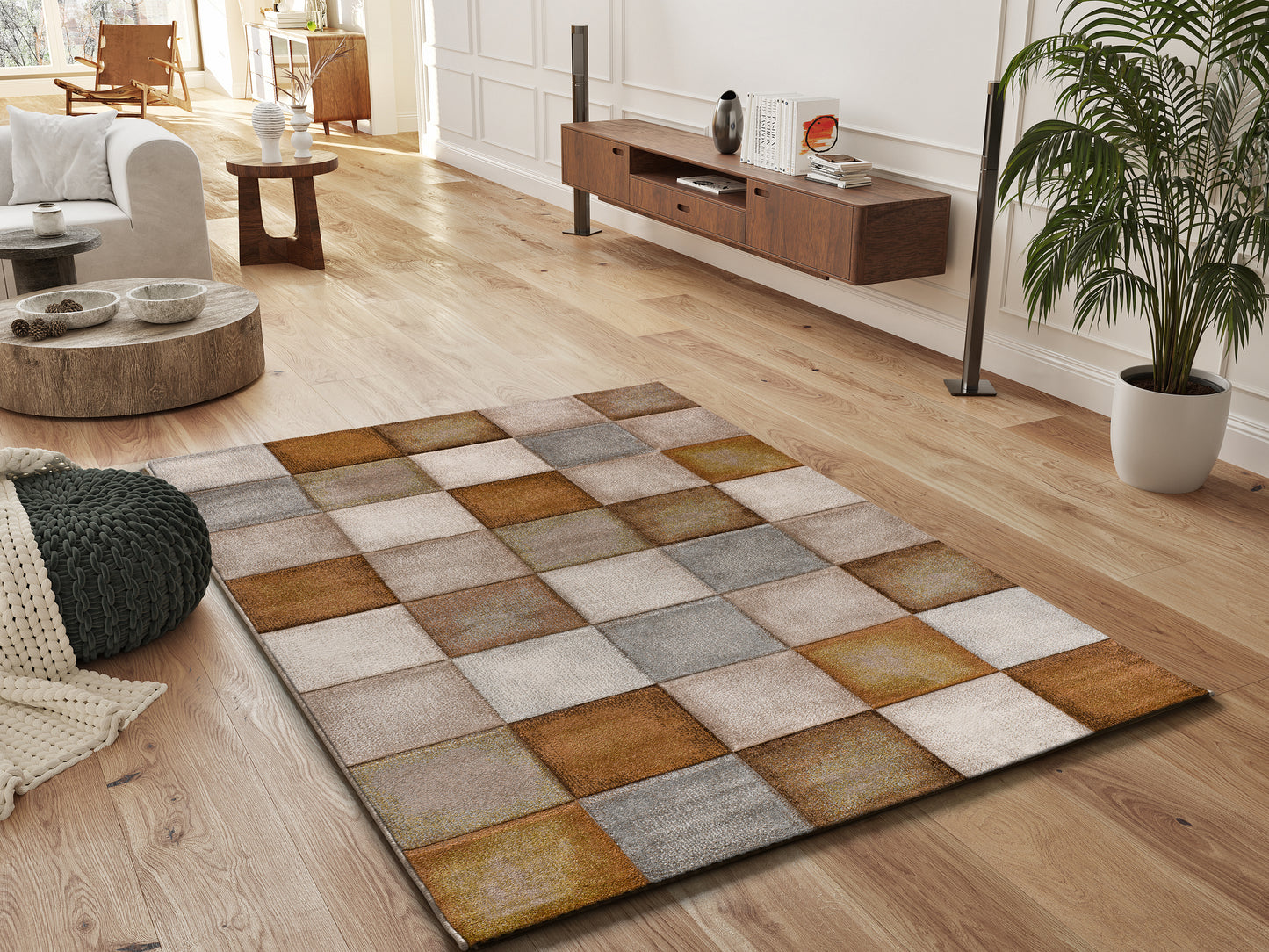 Tappeto arredo moderno  colore terracotta beige - UN2048