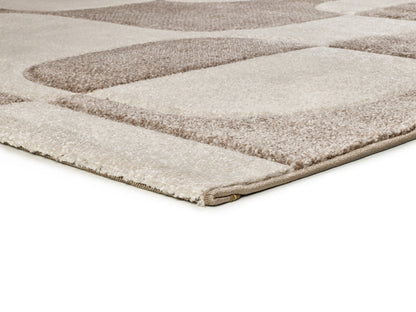 Tappeto arredo moderno beige motivo anni '70 - UN2049