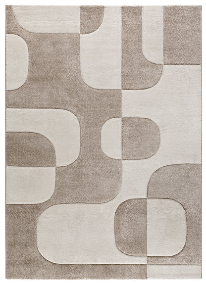 Tappeto arredo moderno beige motivo anni '70 - UN2049