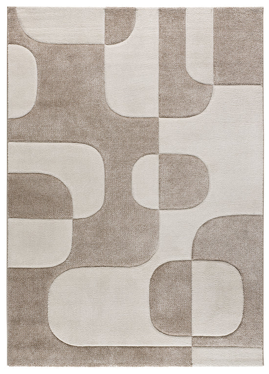 Tappeto arredo moderno beige motivo anni '70 - UN2049