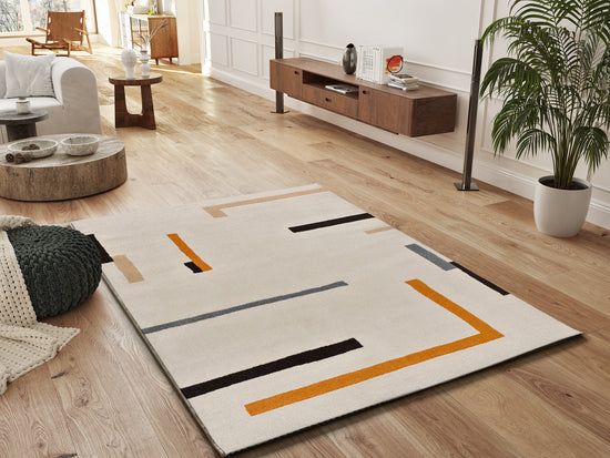 Tappeto moderno colore crema disegno a linee - UN2051