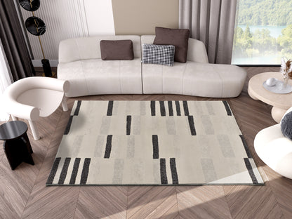 Tappeto geometrico contemporaneo grigio nero - UN2052