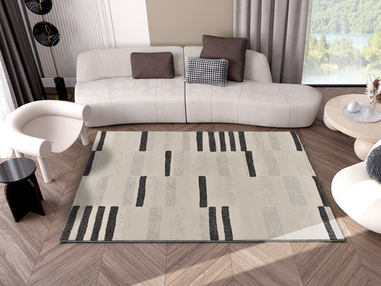Tappeto geometrico contemporaneo grigio nero - UN2052