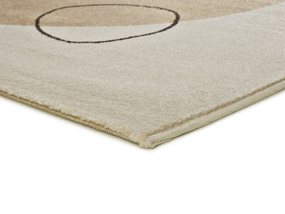 Tappeto moderno motivo cerchi crema beige grigio nero - UN2053